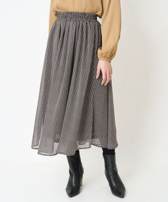 【小さいサイズ】幾何柄シフォンスカート／丈の長さが選べる／セットアップ対応／洗える