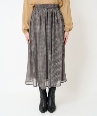 【小さいサイズ】幾何柄シフォンスカート／丈の長さが選べる／セットアップ対応／洗える