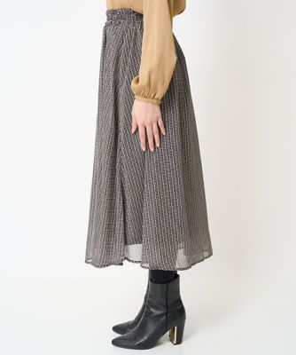 【小さいサイズ】幾何柄シフォンスカート／丈の長さが選べる／セットアップ対応／洗える