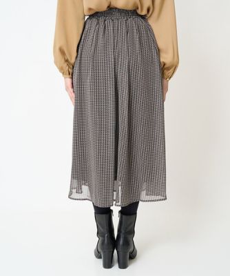 【小さいサイズ】幾何柄シフォンスカート／丈の長さが選べる／セットアップ対応／洗える