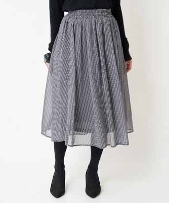 【小さいサイズ】幾何柄シフォンスカート／丈の長さが選べる／セットアップ対応／洗える