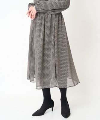 【小さいサイズ】幾何柄シフォンスカート／丈の長さが選べる／セットアップ対応／洗える