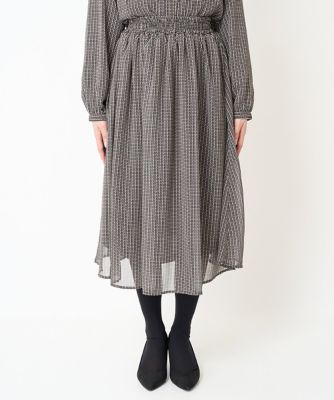 【小さいサイズ】幾何柄シフォンスカート／丈の長さが選べる／セットアップ対応／洗える