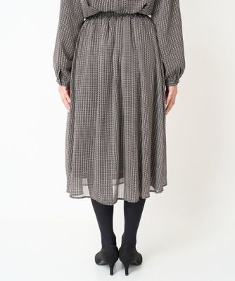 【小さいサイズ】幾何柄シフォンスカート／丈の長さが選べる／セットアップ対応／洗える