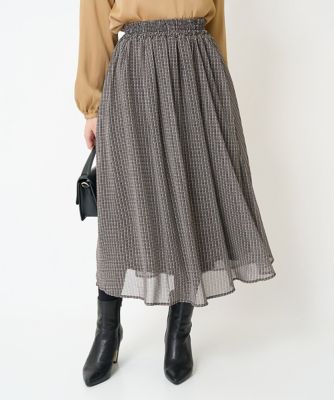 【小さいサイズ】幾何柄シフォンスカート／丈の長さが選べる／セットアップ対応／洗える