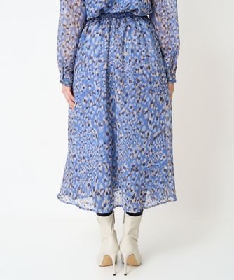 【小さいサイズ】フラワーモチーフプリントシフォンスカート／丈の長さが選べる／セットアップ対応／洗える