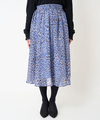 【小さいサイズ】フラワーモチーフプリントシフォンスカート／丈の長さが選べる／セットアップ対応／洗える