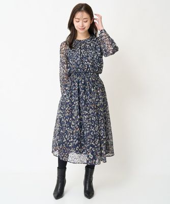 【小さいサイズ】フラワーモチーフプリントシフォンスカート／丈の長さが選べる／セットアップ対応／洗える