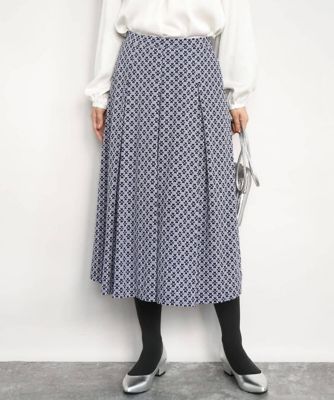 ＜MK MICHEL KLEIN（Women/小さいサイズ）＞【小さいサイズ】スクエア幾何柄フレアスカート／洗濯機で洗える