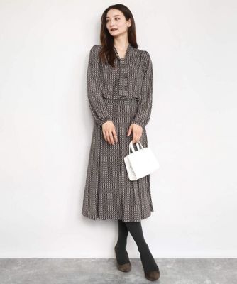 MK ミッシェルクラン（MK MICHEL  ）/【小さいサイズ】スクエア幾何柄フレアースカート/洗濯機で洗える 小さいサイズ】スクエア幾何柄フレアスカート／洗濯機で洗える | MK