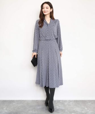 小さいサイズ】スクエア幾何柄フレアスカート／洗濯機で洗える | MK