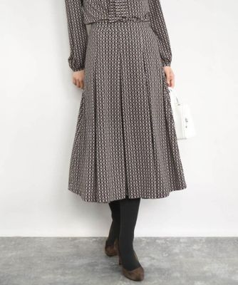 MK MICHEL KLEIN（Women/小さいサイズ）/エムケーミッシェルクラン スクエア幾何柄フレアスカート/洗濯機で洗える 93ダークグレー 【三越伊勢丹/公式】