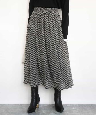 MK MICHEL KLEIN（Women/小さいサイズ）/エムケーミッシェルクラン チェック柄シフォンスカート/洗濯機で洗える 94ブラック 【三越伊勢丹/公式】