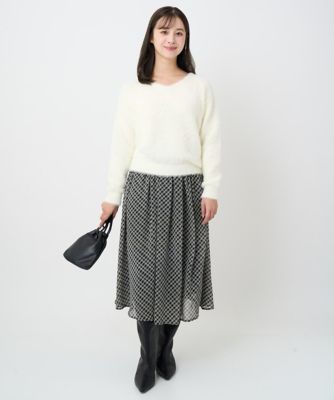 小さいサイズ】チェック柄シフォンスカート／洗濯機で洗える | MK