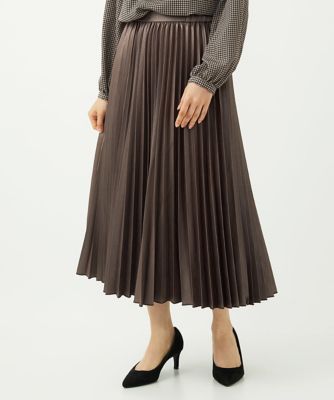 ＜MK MICHEL KLEIN（Women/小さいサイズ）＞【小さいサイズ】レザー調ランダムプリーツスカート／洗える