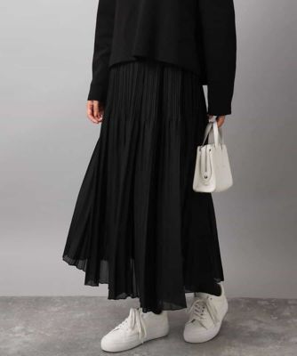 MK MICHEL KLEIN（Women/小さいサイズ）/エムケーミッシェルクラン ブライトシアープリーツスカート/洗える 94ブラック 【三越伊勢丹/公式】