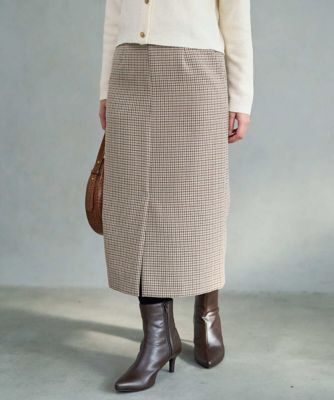 ＜MK MICHEL KLEIN（Women/小さいサイズ）＞【小さいサイズ】ガンクラブチェック柄ナロースカート／洗える