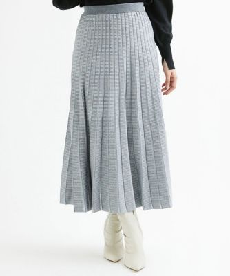 ＜MK MICHEL KLEIN（Women/小さいサイズ）＞【小さいサイズ】千鳥ジャガードニットプリーツスカート／洗える