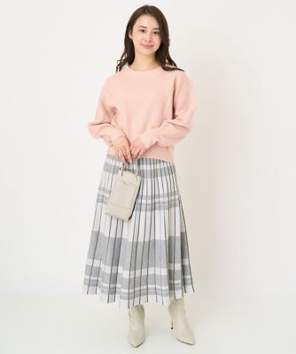 【小さいサイズ】チェック柄プリーツニットスカート／洗える