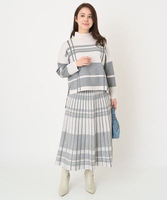 【小さいサイズ】チェック柄プリーツニットスカート／洗える