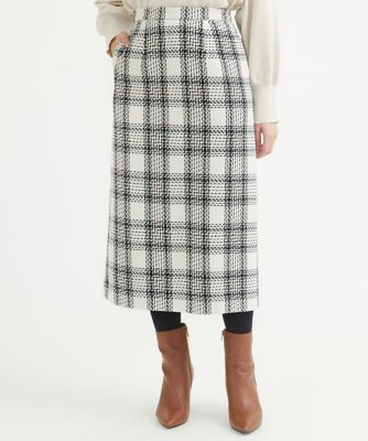 ＜MK MICHEL KLEIN（Women/小さいサイズ）＞【小さいサイズ】ロービングチェックタイトロングスカート／洗える