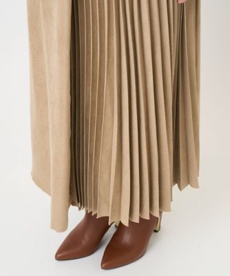 小さいサイズ】部分プリーツデザイン スウェードライクスカート