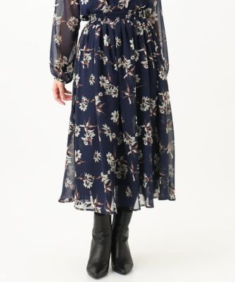 ＜MK MICHEL KLEIN（Women/小さいサイズ）＞【小さいサイズ】花柄シフォンスカート／丈の長さが選べる／洗える