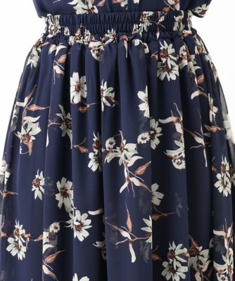 【小さいサイズ】花柄シフォンスカート／丈の長さが選べる／洗える
