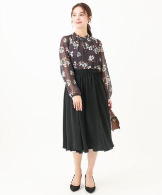 小さいサイズ】リバーシブルシフォンプリーツスカート／丈の長さが