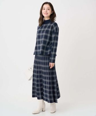小さいサイズ】チェック柄プリーツニットスカート／洗える | MK MICHEL
