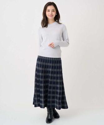 小さいサイズ】チェック柄プリーツニットスカート／洗える | MK MICHEL