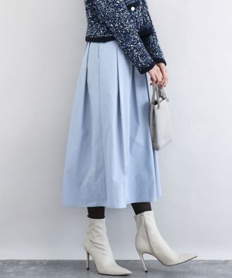 ＜MK MICHEL KLEIN（Women/小さいサイズ）＞メモリータフタ　タックフレアスカート／洗濯機で洗える