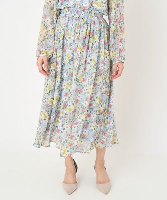 ＜MK MICHEL KLEIN（Women/小さいサイズ）＞【小さいサイズ】中花プリントシフォンスカート／丈の長さが選べる／洗える