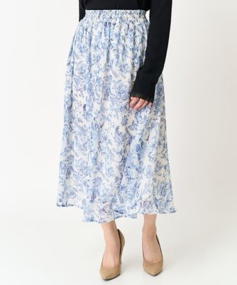 【小さいサイズ】花柄シフォンスカート／丈の長さが選べる／洗える