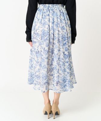 【小さいサイズ】花柄シフォンスカート／丈の長さが選べる／洗える