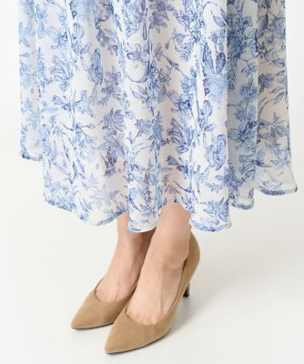 【小さいサイズ】花柄シフォンスカート／丈の長さが選べる／洗える