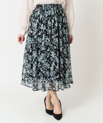 ＜MK MICHEL KLEIN（Women/小さいサイズ）＞【小さいサイズ】花柄シフォンスカート／丈の長さが選べる／洗える