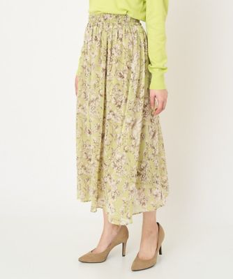 ＜MK MICHEL KLEIN（Women/小さいサイズ）＞【小さいサイズ】ラインアートフラワーシフォンスカート／丈の長さが選べる／洗える
