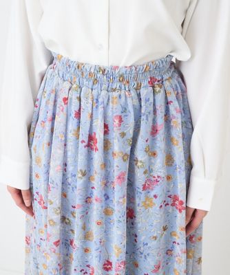 【小さいサイズ】花柄シフォンスカート／丈の長さが選べる／洗える