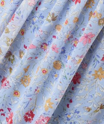 【小さいサイズ】花柄シフォンスカート／丈の長さが選べる／洗える