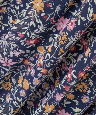 【小さいサイズ】花柄シフォンスカート／丈の長さが選べる／洗える