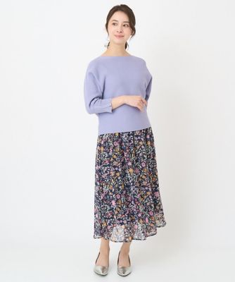 【小さいサイズ】花柄シフォンスカート／丈の長さが選べる／洗える