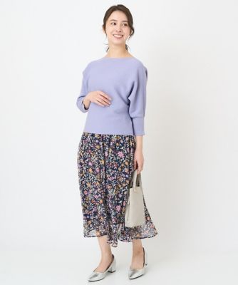 【小さいサイズ】花柄シフォンスカート／丈の長さが選べる／洗える
