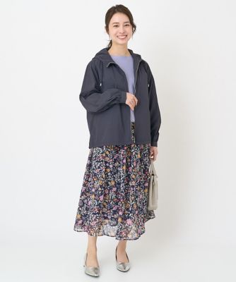【小さいサイズ】花柄シフォンスカート／丈の長さが選べる／洗える