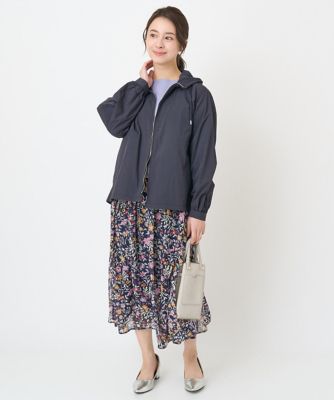 【小さいサイズ】花柄シフォンスカート／丈の長さが選べる／洗える