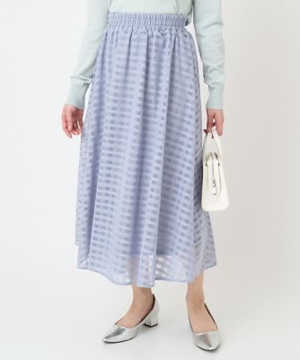 MK MICHEL KLEIN（Women/小さいサイズ）/エムケーミッシェルクラン 【小さいサイズ】チェック柄チュールレーススカート/洗える