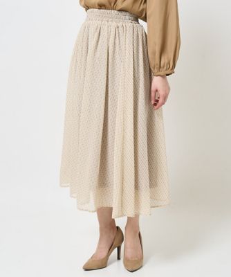 【小さいサイズ】幾何柄シフォンスカート／丈の長さが選べる／洗える