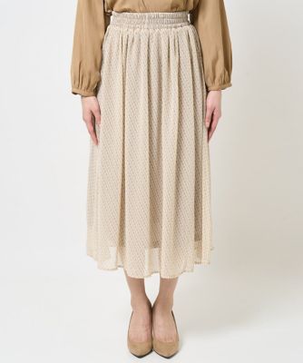 【小さいサイズ】幾何柄シフォンスカート／丈の長さが選べる／洗える