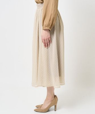 【小さいサイズ】幾何柄シフォンスカート／丈の長さが選べる／洗える