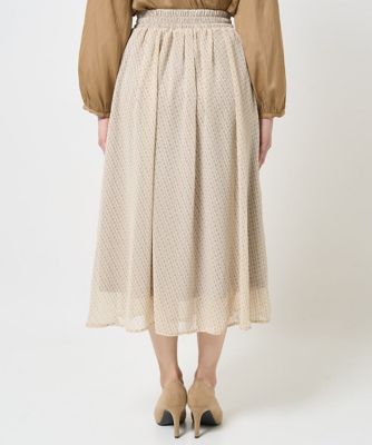 【小さいサイズ】幾何柄シフォンスカート／丈の長さが選べる／洗える
